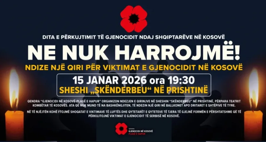 Më 15 janar do të ndizen qirinj për viktimat e gjenocidit në Kosovë
