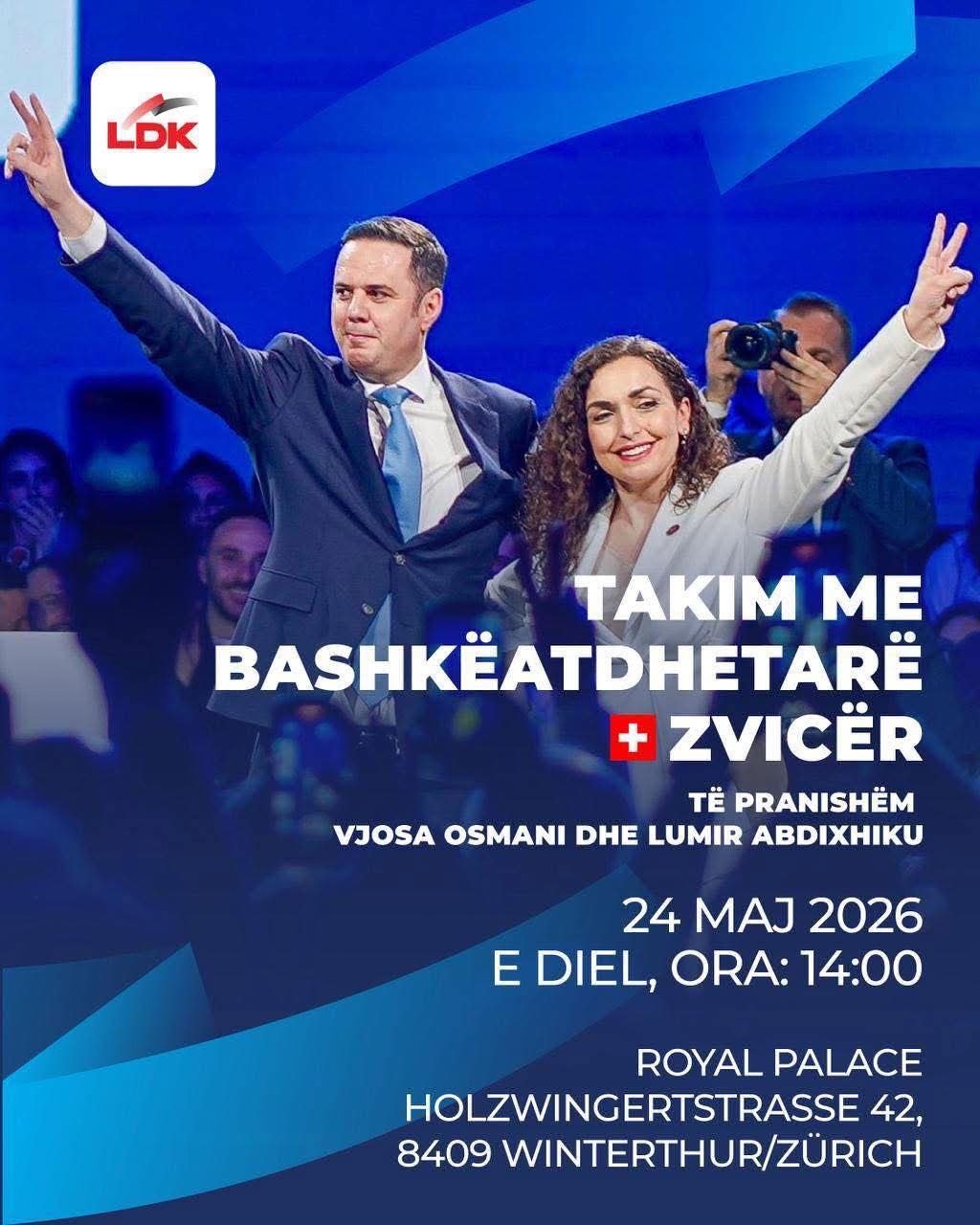 Abdixhiku e Osmani mbajnë sot takim me bashkatdhetarët në Cyrih të Zvicres