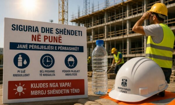 Temperaturat e larta  Inspektorati i Punës bën thirrje për kujdes të shtuar  Të respektohen masat e sigurisë